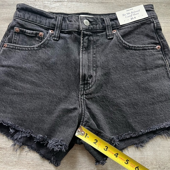 Abercrombie Women High Rise 90s Cutoff Denim Jean Short Washed Black Size 25 - Picture 14 of 16